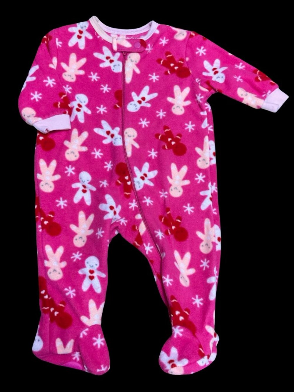 👣 5/$25 - Pink Gingerbread Man Print Fleece Sleeper